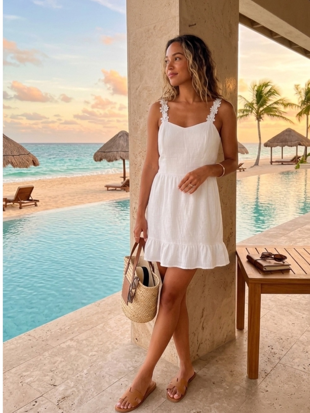 Charlotte Russe White 100% Cotton cottagecore Lace Strap Mini Dress XL BRSS0594